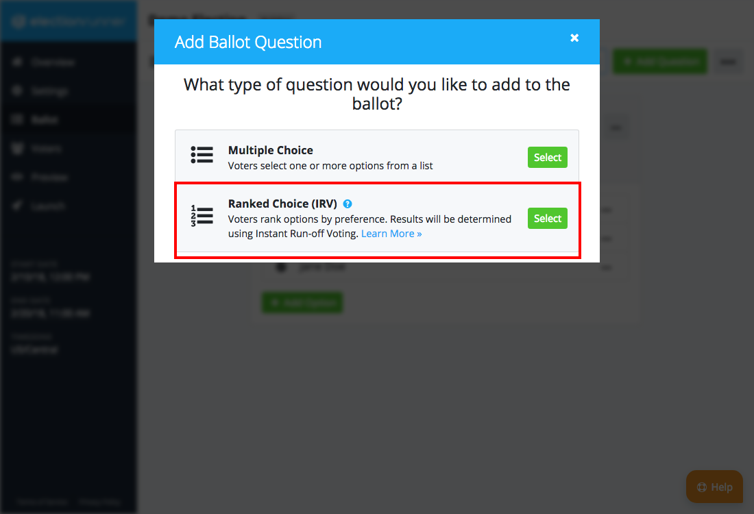 Ranked Choice Ballot Question